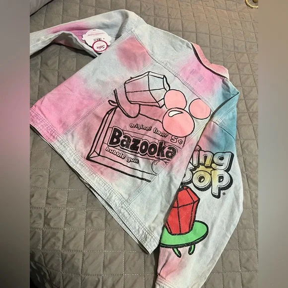 Justice Girls Ring Pop Bazooka Collab Denim Jacket, NWT - XL - Picture 3 of 5